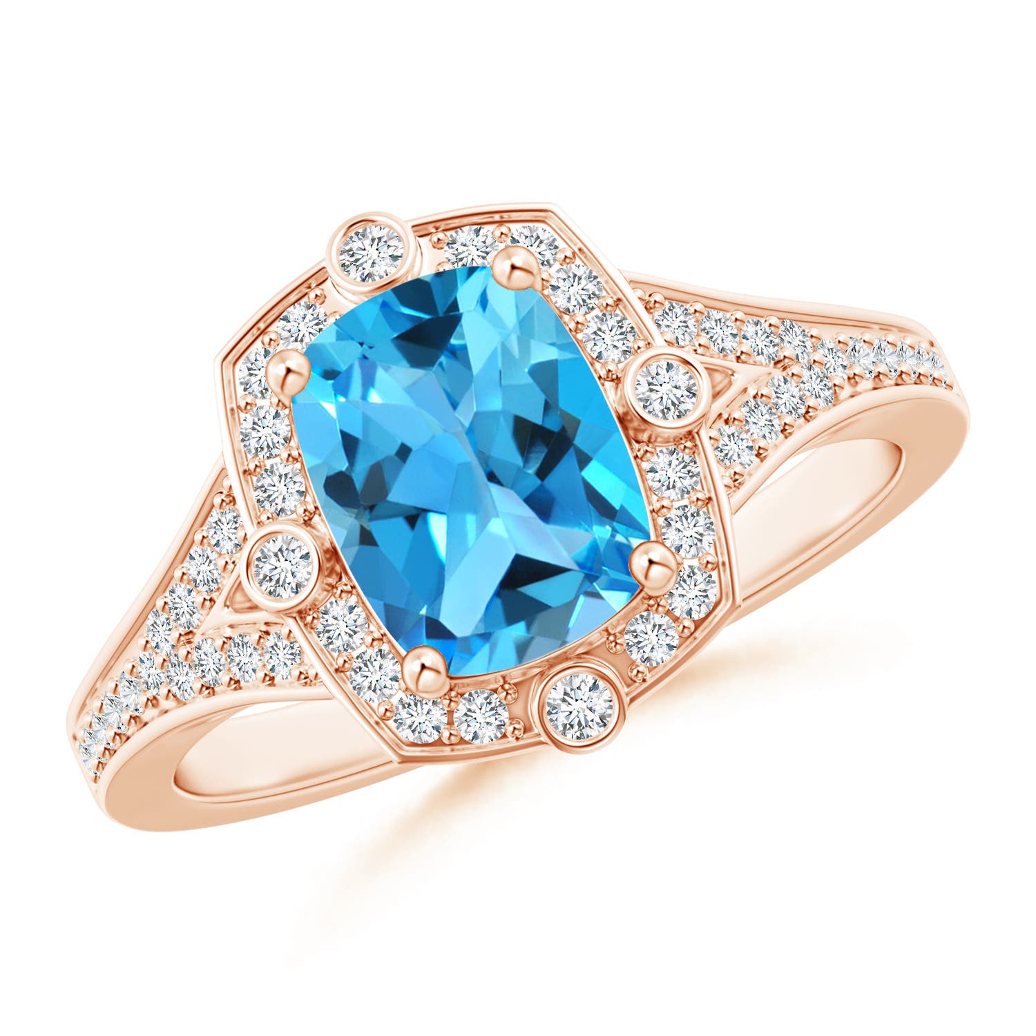 AAA - Swiss Blue Topaz / 1.88 CT / 14 KT Rose Gold