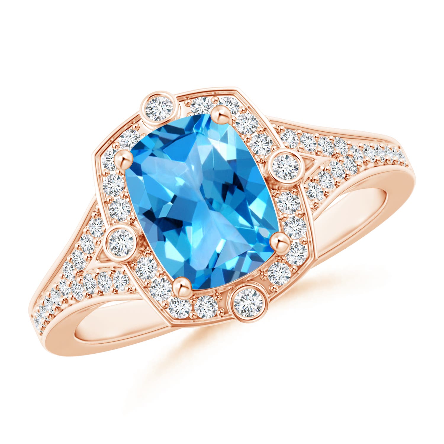 AAAA - Swiss Blue Topaz / 1.88 CT / 14 KT Rose Gold