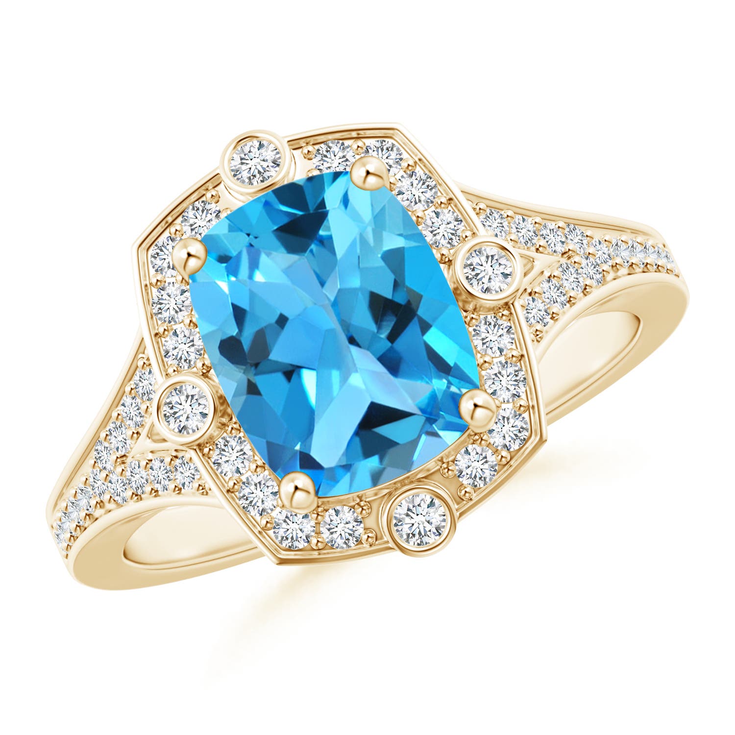 AAA - Swiss Blue Topaz / 2.48 CT / 14 KT Yellow Gold