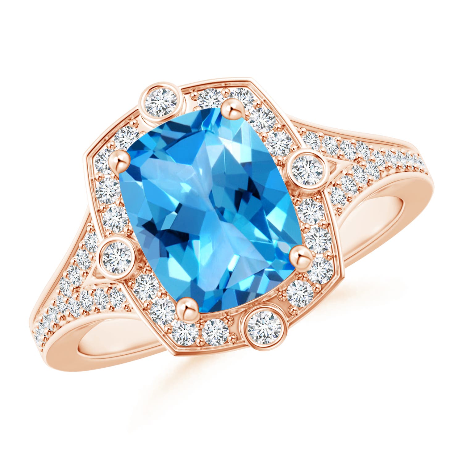 AAAA - Swiss Blue Topaz / 2.48 CT / 14 KT Rose Gold