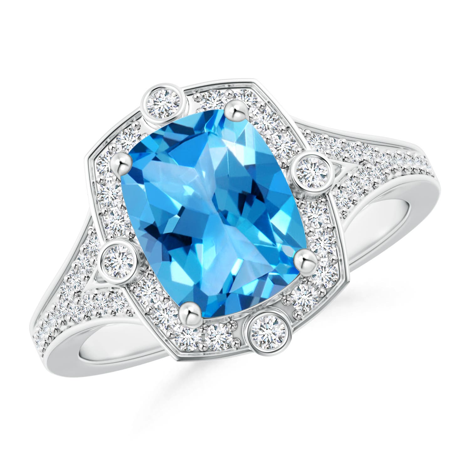 AAAA - Swiss Blue Topaz / 2.48 CT / 14 KT White Gold