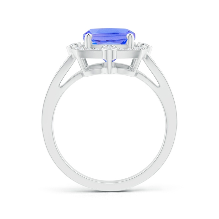 10x8mm AA Art Deco Inspired Cushion Tanzanite Ring with Diamond Halo in White Gold product image