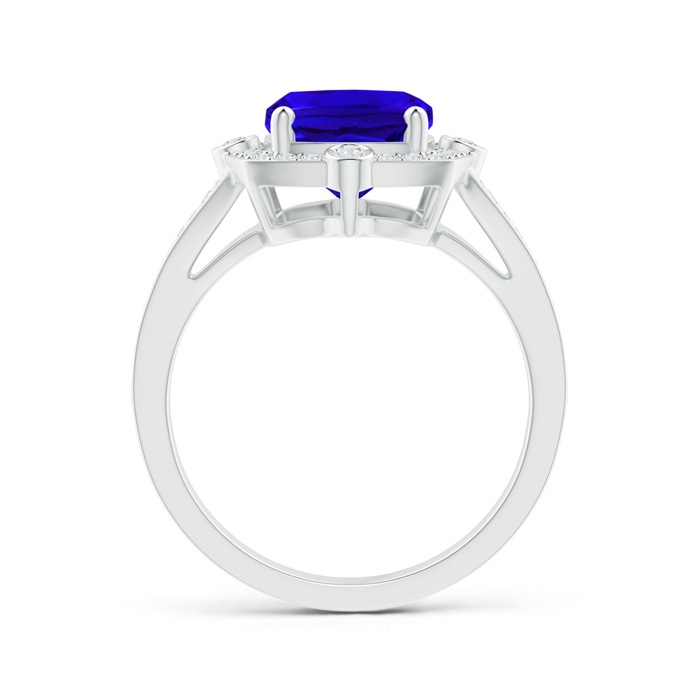 10x8mm AAAA Art Deco Inspired Cushion Tanzanite Ring with Diamond Halo in P950 Platinum product image