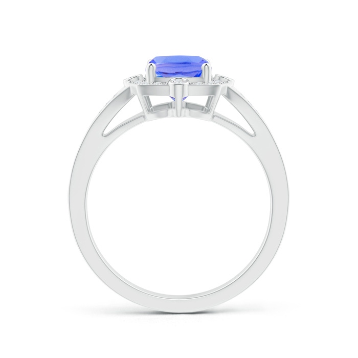 8x6mm AA Art Deco Inspired Cushion Tanzanite Ring with Diamond Halo in P950 Platinum product image