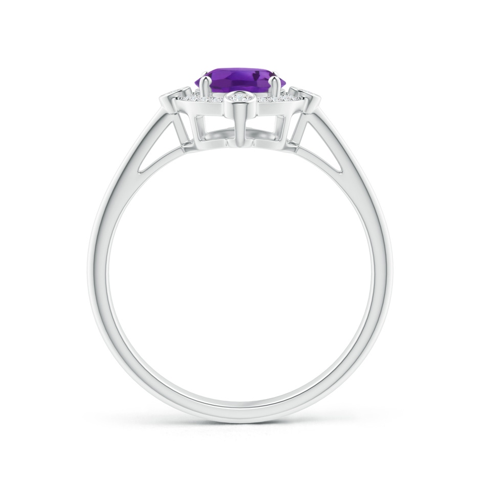 8x6mm AAA Deco Inspired Oval Amethyst and Diamond Halo Ring in White Gold product image