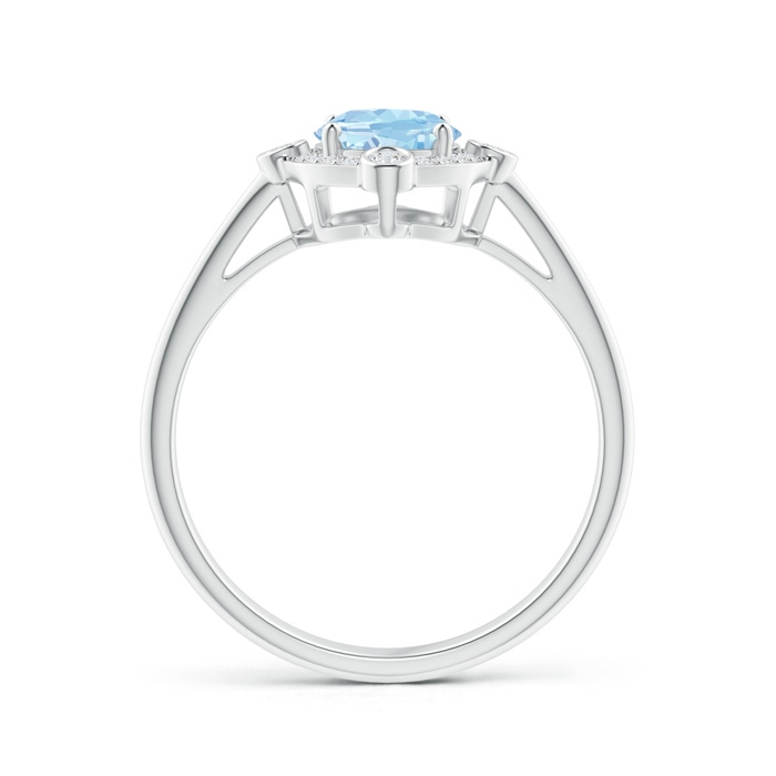 8x6mm AAA Deco Inspired Oval Aquamarine and Diamond Halo Ring in White Gold product image