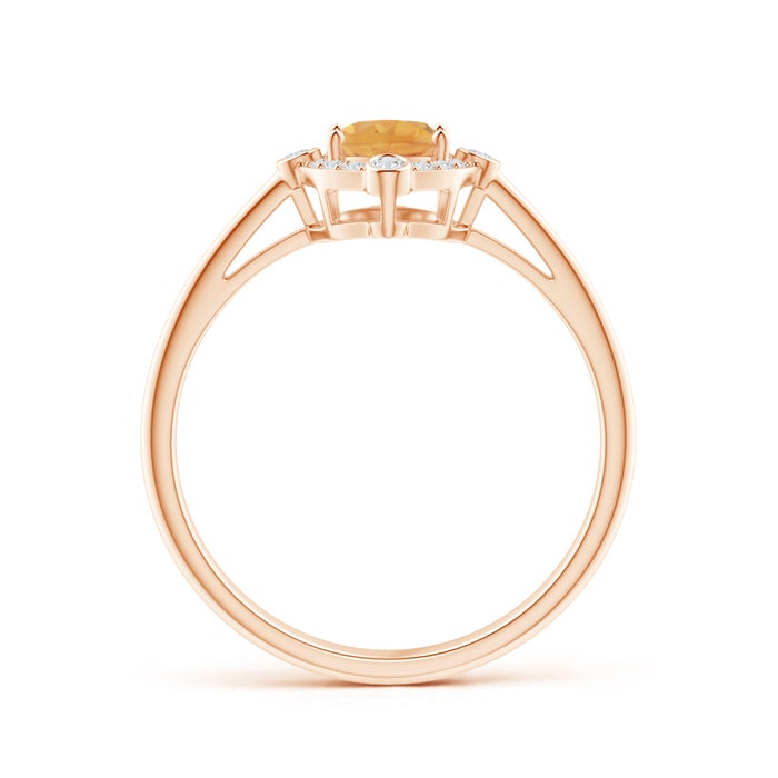 Deco Inspired Oval Citrine and Diamond Halo Ring