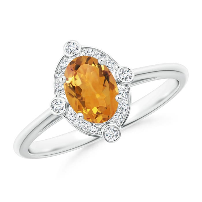 AA - Citrine / 0.87 CT / 14 KT White Gold