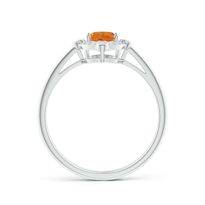 7x5mm AAA Deco Inspired Oval Citrine and Diamond Halo Ring in P950 Platinum product image