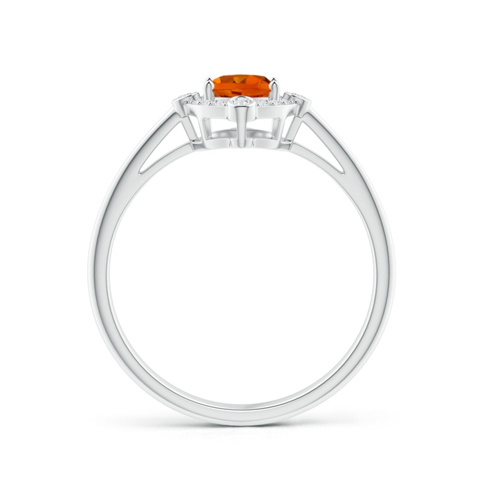 7x5mm AAAA Deco Inspired Oval Citrine and Diamond Halo Ring in P950 Platinum product image