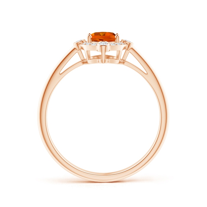 7x5mm AAAA Deco Inspired Oval Citrine and Diamond Halo Ring in Rose Gold product image