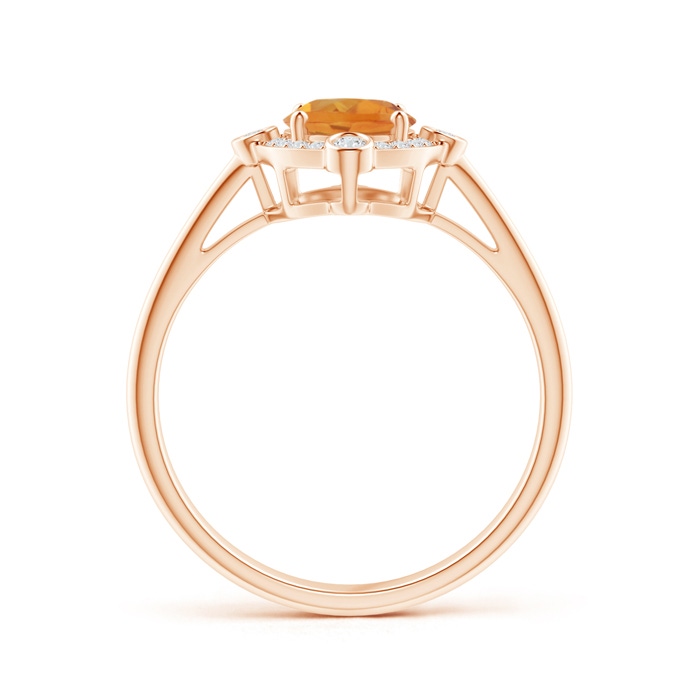 8x6mm AA Deco Inspired Oval Citrine and Diamond Halo Ring in Rose Gold product image