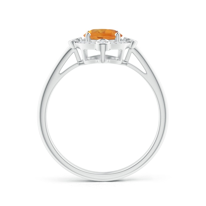 8x6mm AA Deco Inspired Oval Citrine and Diamond Halo Ring in White Gold product image