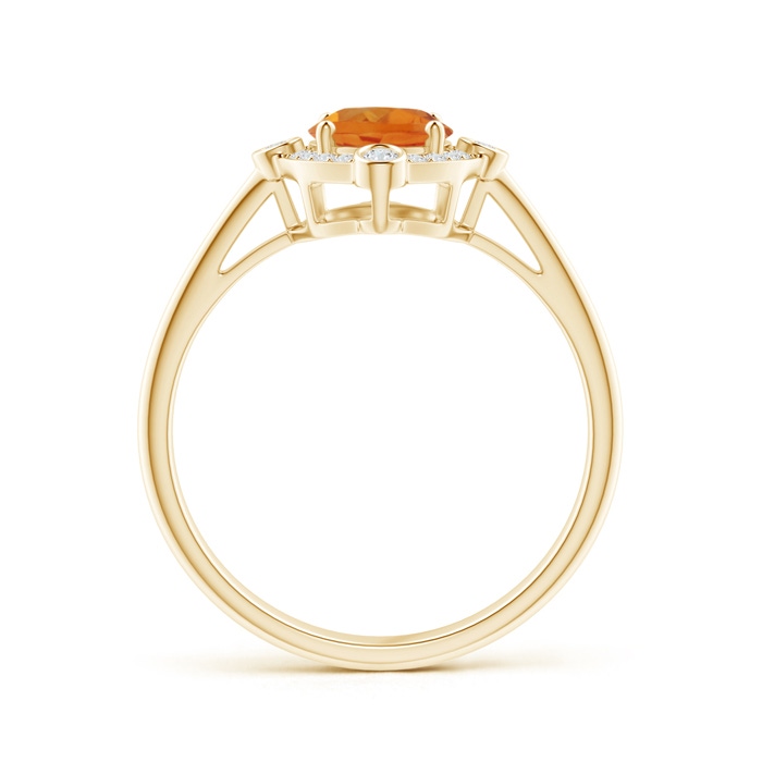 8x6mm AAA Deco Inspired Oval Citrine and Diamond Halo Ring in Yellow Gold product image
