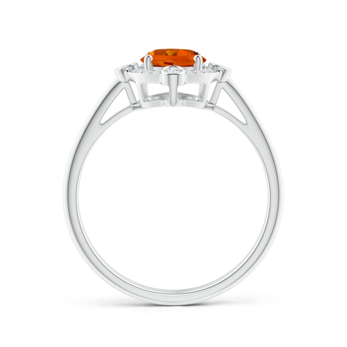 8x6mm AAAA Deco Inspired Oval Citrine and Diamond Halo Ring in White Gold Product Image