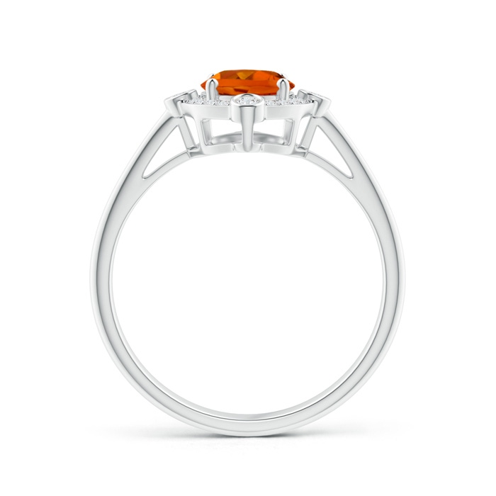 8x6mm AAAA Deco Inspired Oval Citrine and Diamond Halo Ring in White Gold product image