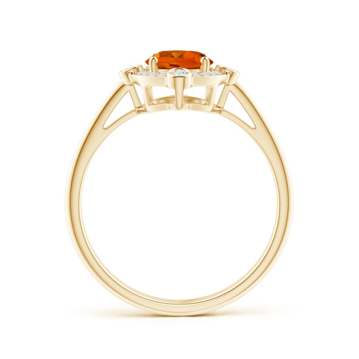 8x6mm AAAA Deco Inspired Oval Citrine and Diamond Halo Ring in Yellow Gold product image