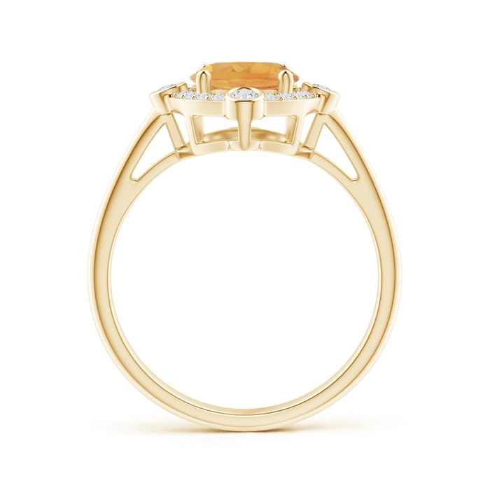 9x7mm A Deco Inspired Oval Citrine and Diamond Halo Ring in Yellow Gold product image