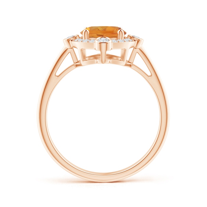 9x7mm AA Deco Inspired Oval Citrine and Diamond Halo Ring in Rose Gold product image