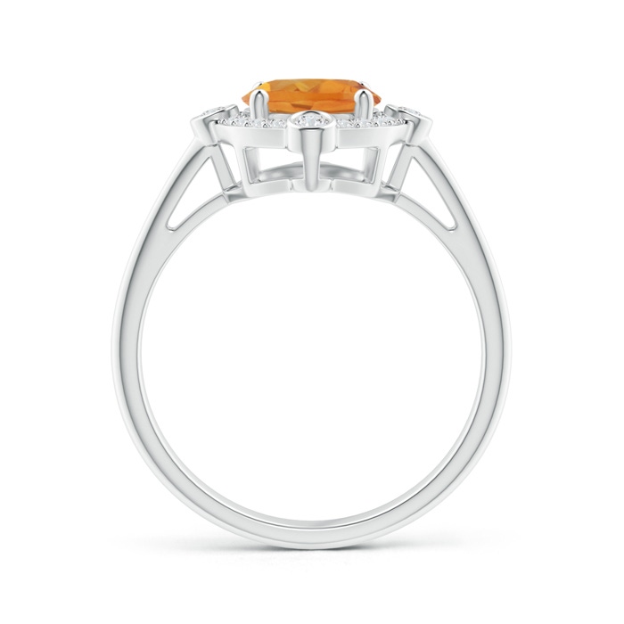 9x7mm AA Deco Inspired Oval Citrine and Diamond Halo Ring in White Gold product image