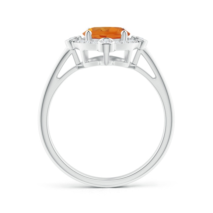 9x7mm AAA Deco Inspired Oval Citrine and Diamond Halo Ring in White Gold product image