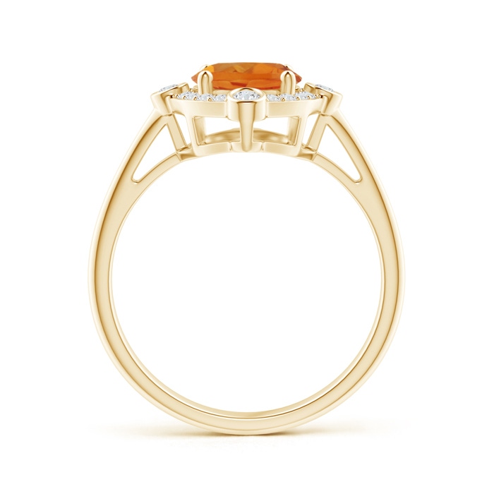 9x7mm AAA Deco Inspired Oval Citrine and Diamond Halo Ring in Yellow Gold product image