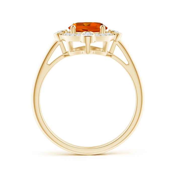 9x7mm AAAA Deco Inspired Oval Citrine and Diamond Halo Ring in Yellow Gold product image