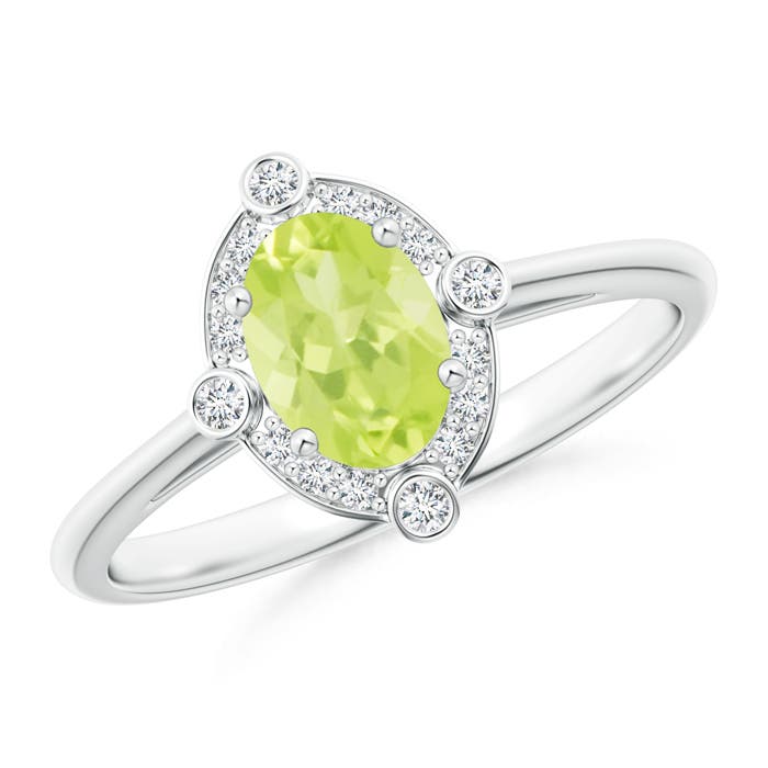 A - Peridot / 0.97 CT / 14 KT White Gold