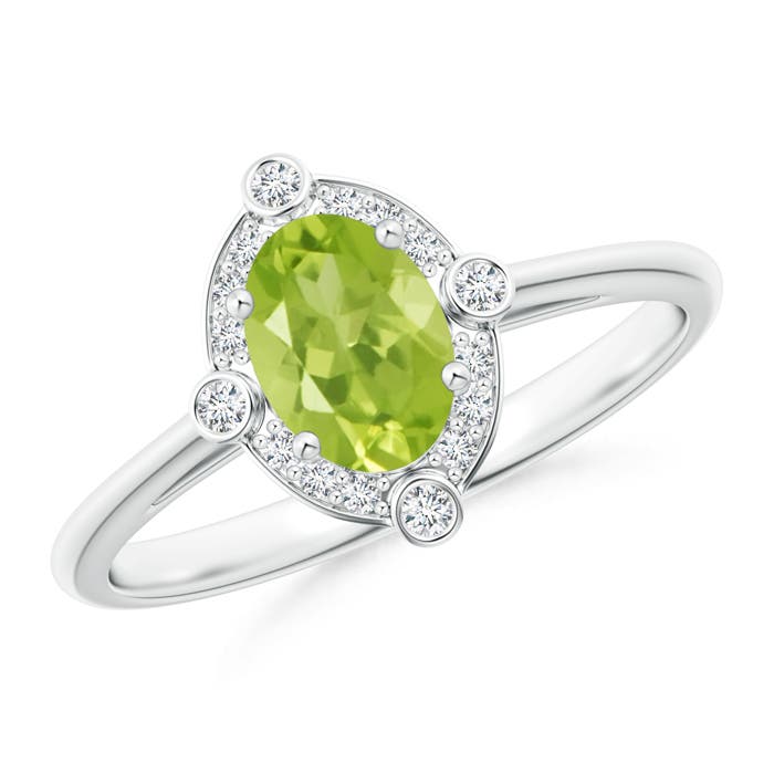 AA - Peridot / 0.97 CT / 14 KT White Gold