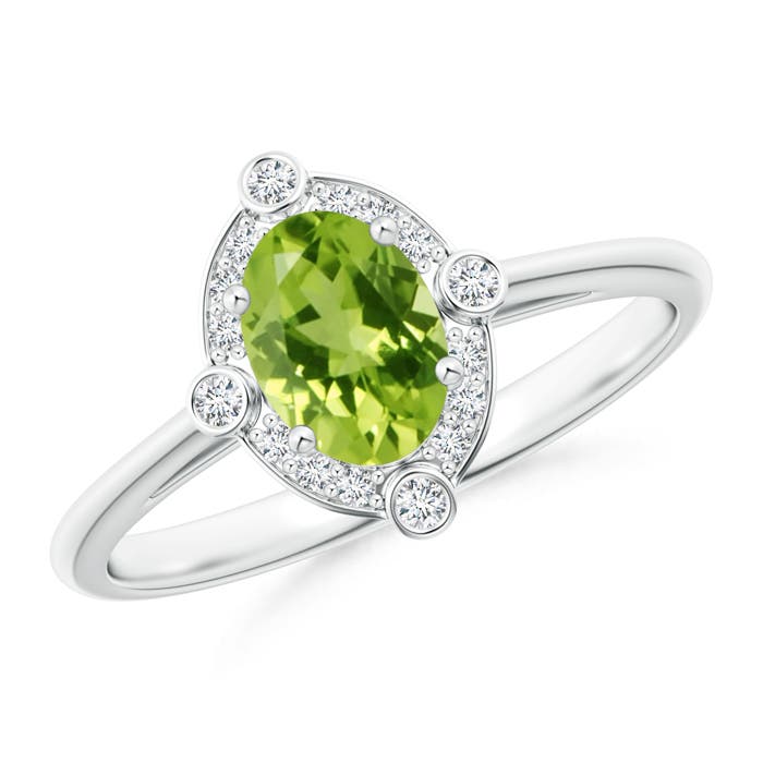 AAA - Peridot / 0.97 CT / 14 KT White Gold