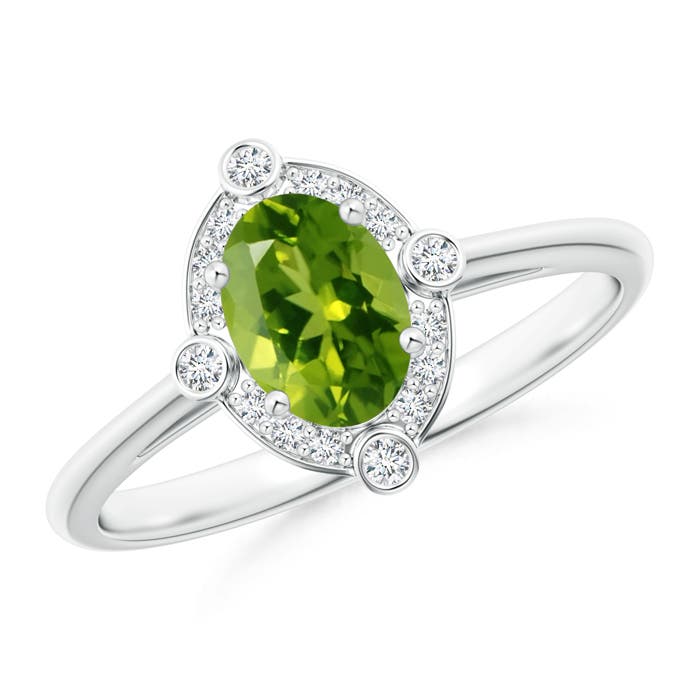 AAAA - Peridot / 0.97 CT / 14 KT White Gold