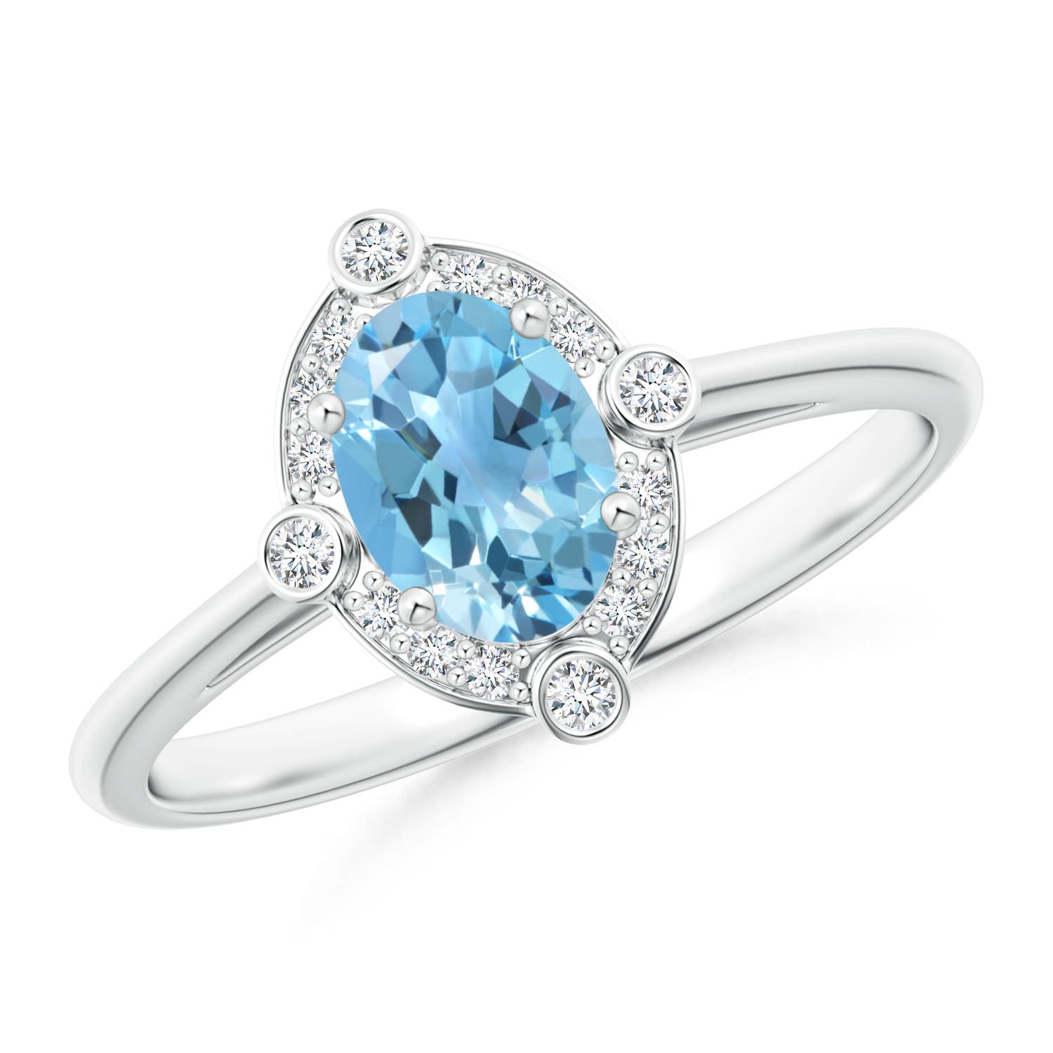 A - Swiss Blue Topaz / 1.07 CT / 14 KT White Gold