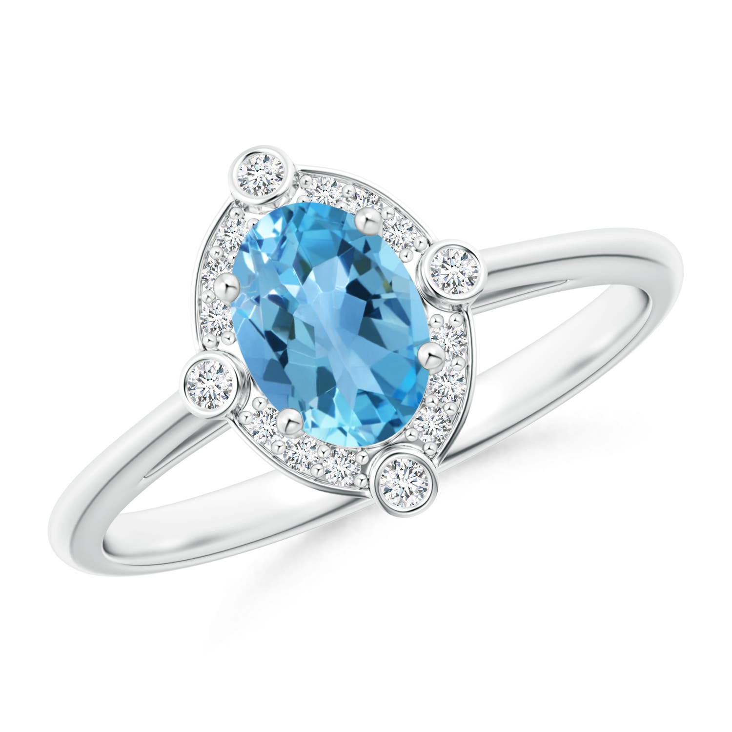 AA - Swiss Blue Topaz / 1.07 CT / 14 KT White Gold