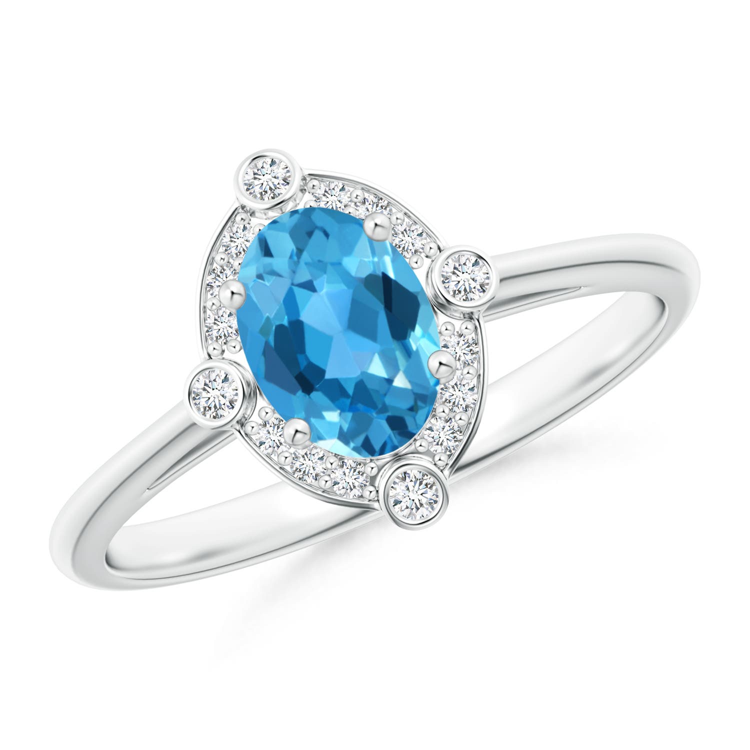 AAA - Swiss Blue Topaz / 1.07 CT / 14 KT White Gold