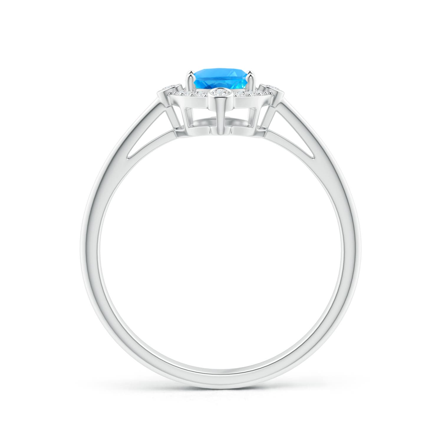 AAAA - Swiss Blue Topaz / 1.07 CT / 14 KT White Gold