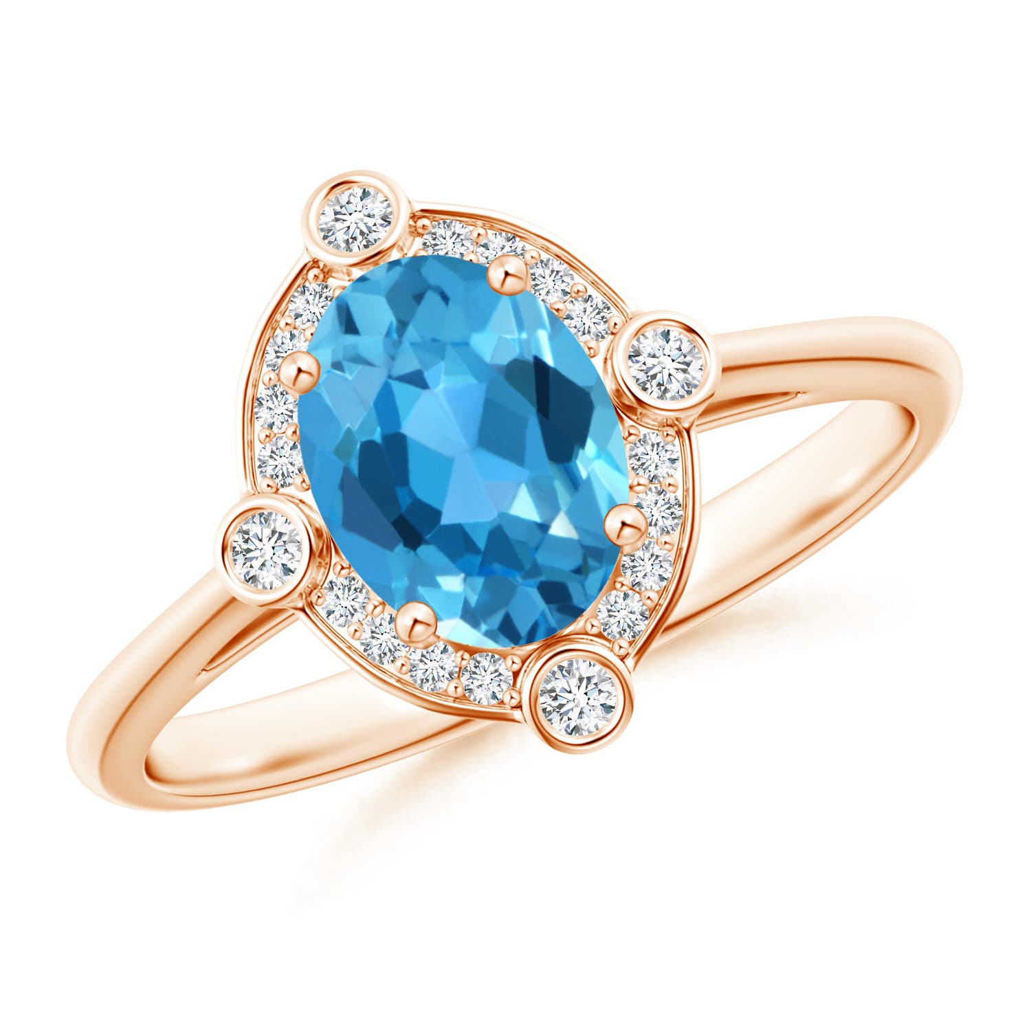 AAA - Swiss Blue Topaz / 1.64 CT / 14 KT Rose Gold