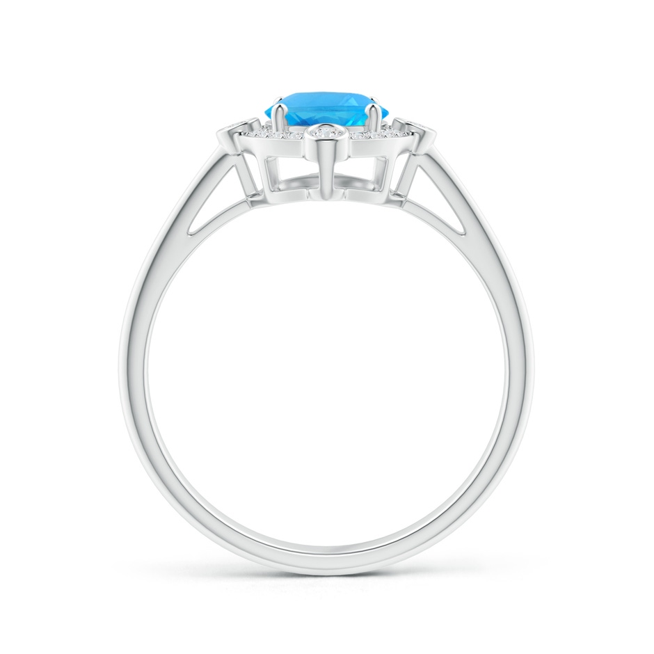 8x6mm AAA Deco Inspired Oval Swiss Blue Topaz and Diamond Halo Ring in White Gold product image