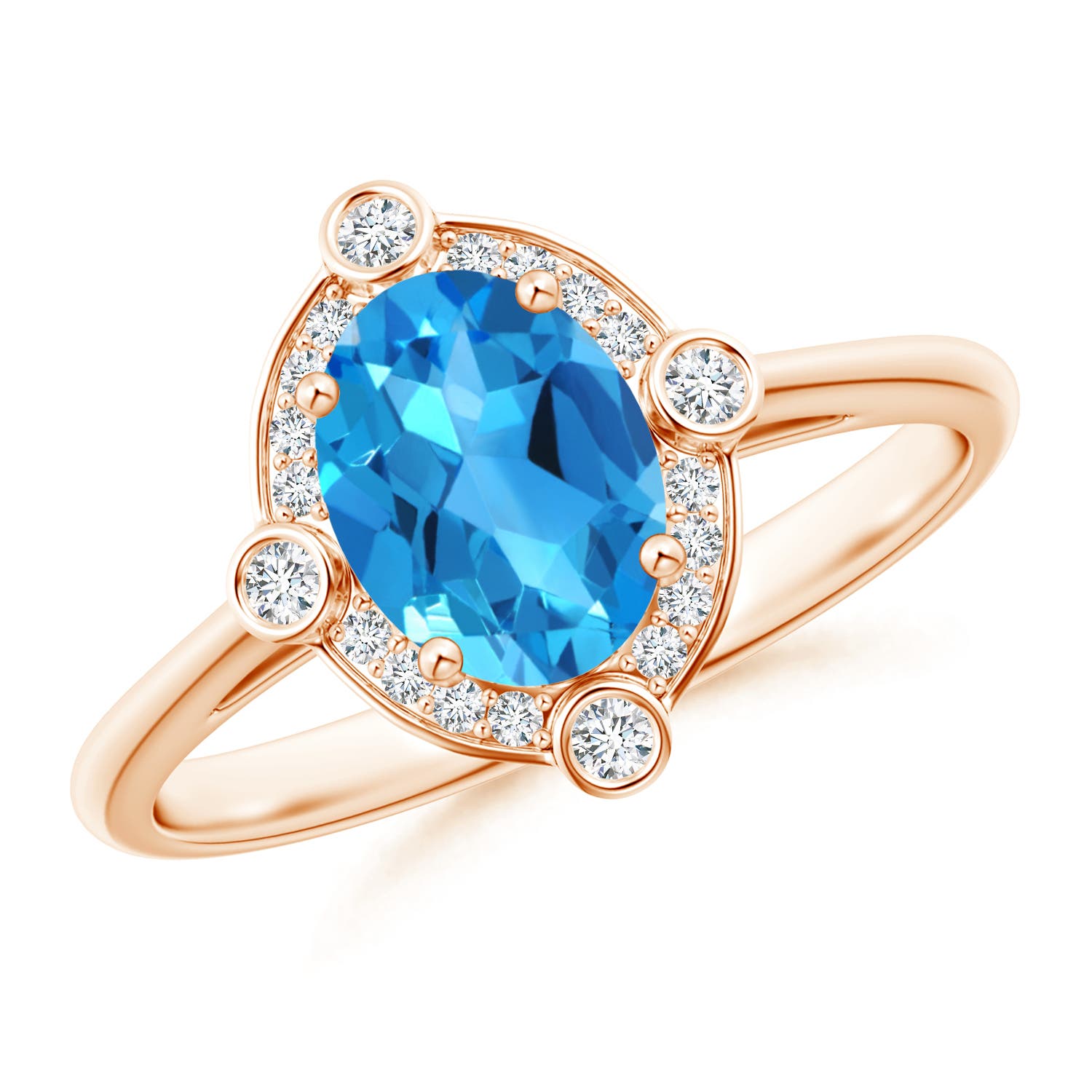 AAAA - Swiss Blue Topaz / 1.64 CT / 14 KT Rose Gold