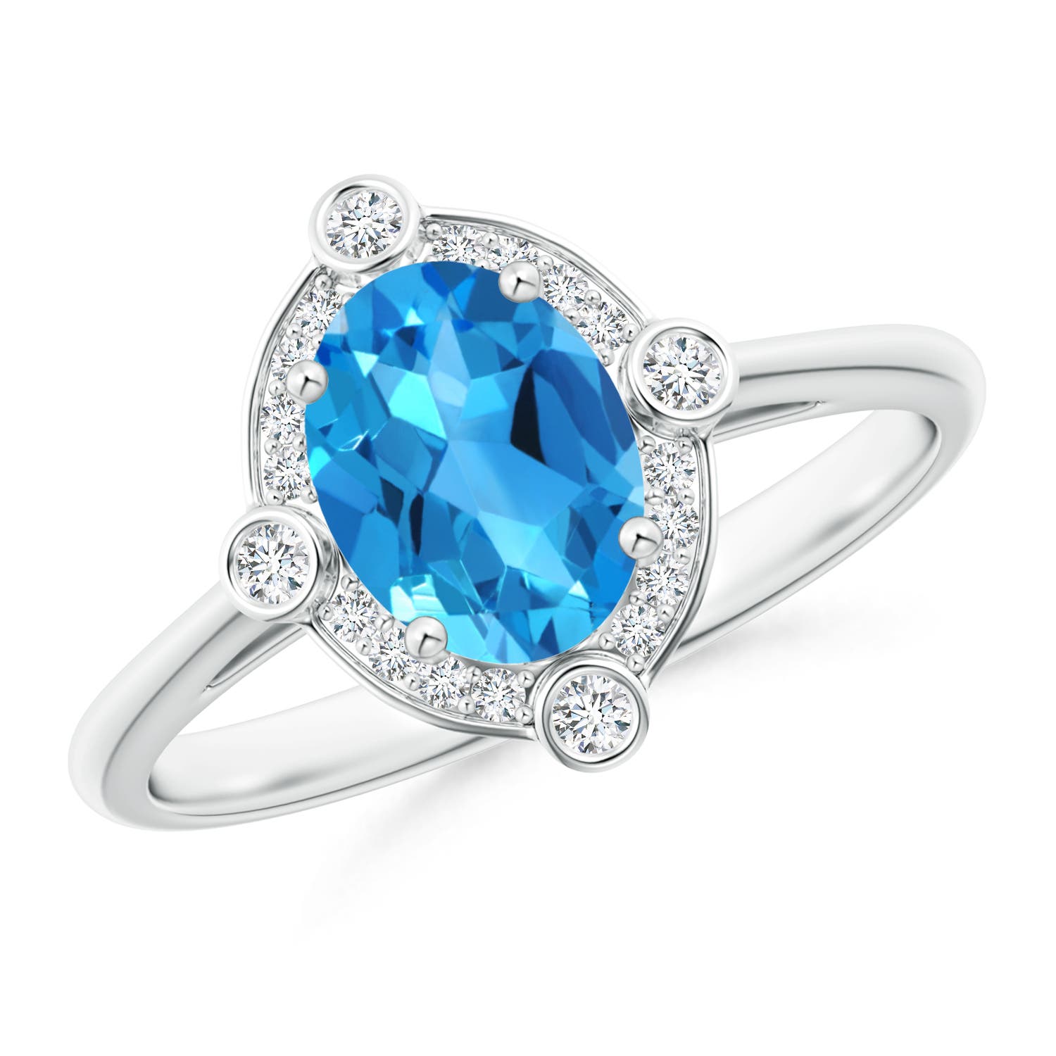 AAAA - Swiss Blue Topaz / 1.64 CT / 14 KT White Gold