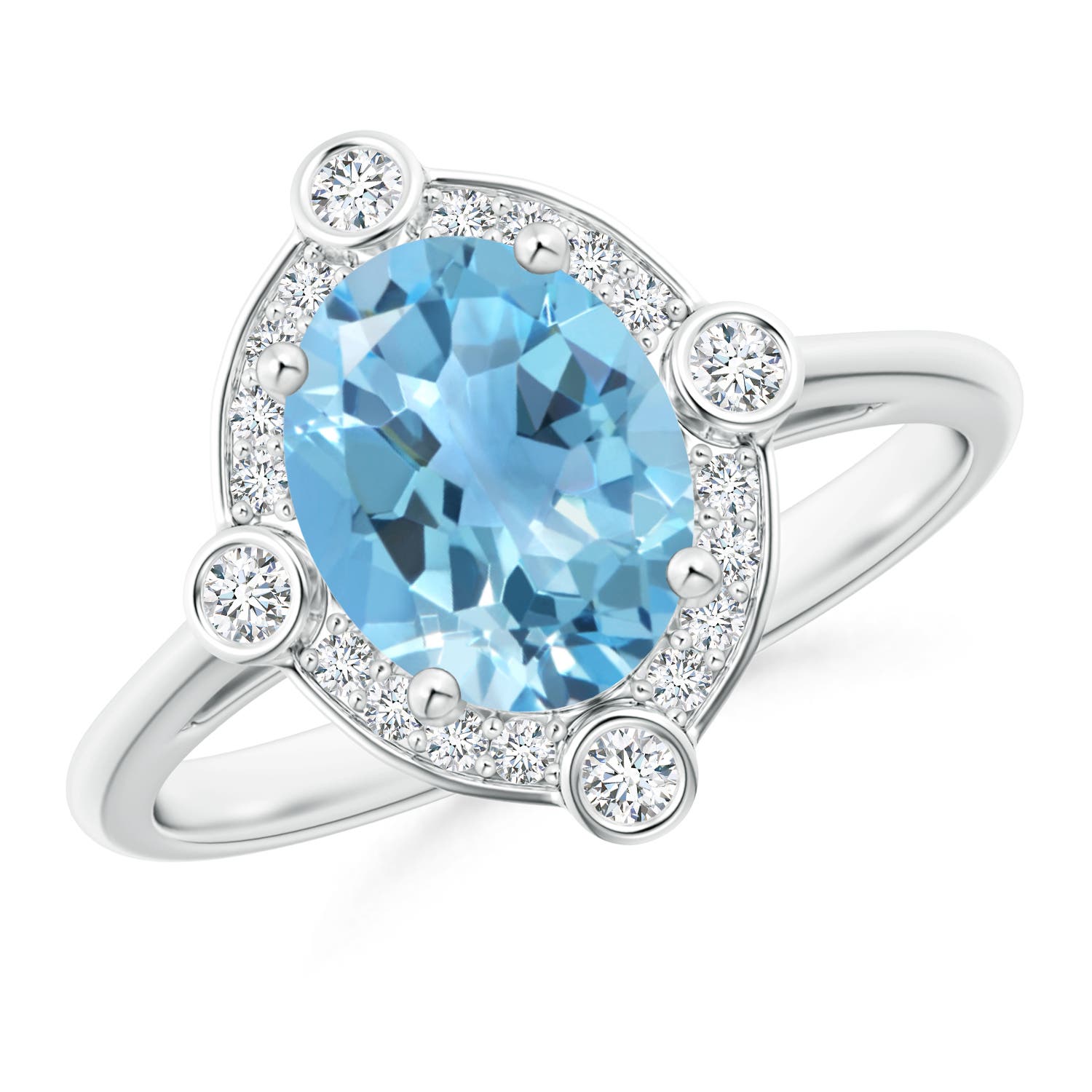 A - Swiss Blue Topaz / 2.39 CT / 14 KT White Gold