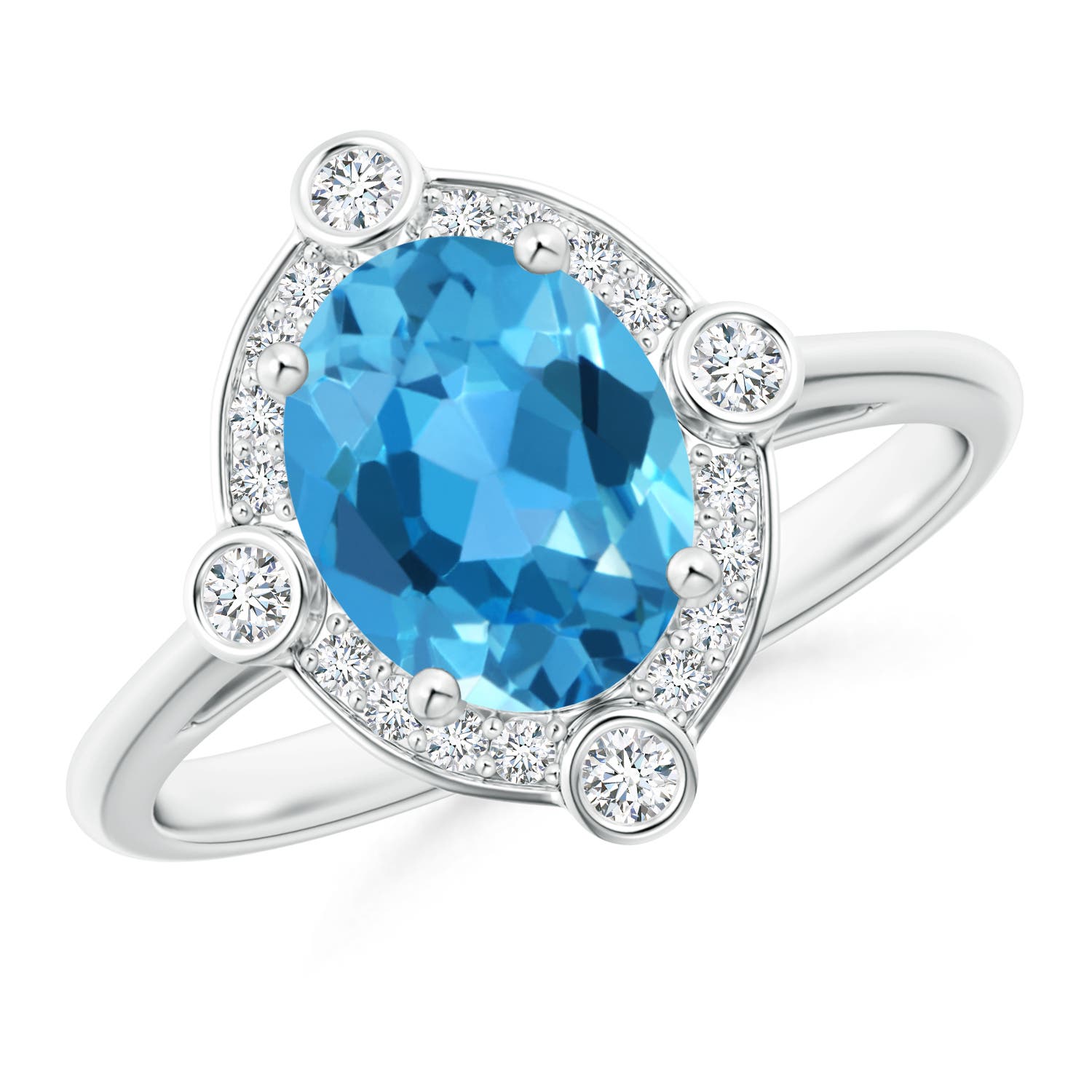 AAA - Swiss Blue Topaz / 2.39 CT / 14 KT White Gold