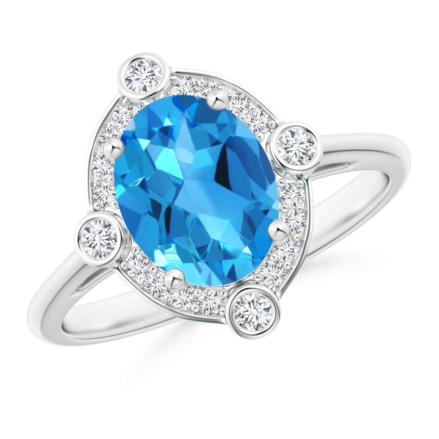 AAAA - Swiss Blue Topaz / 2.39 CT / 14 KT White Gold