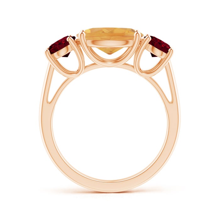 Prong-Set Oval Citrine and Garnet Three Stone Ring