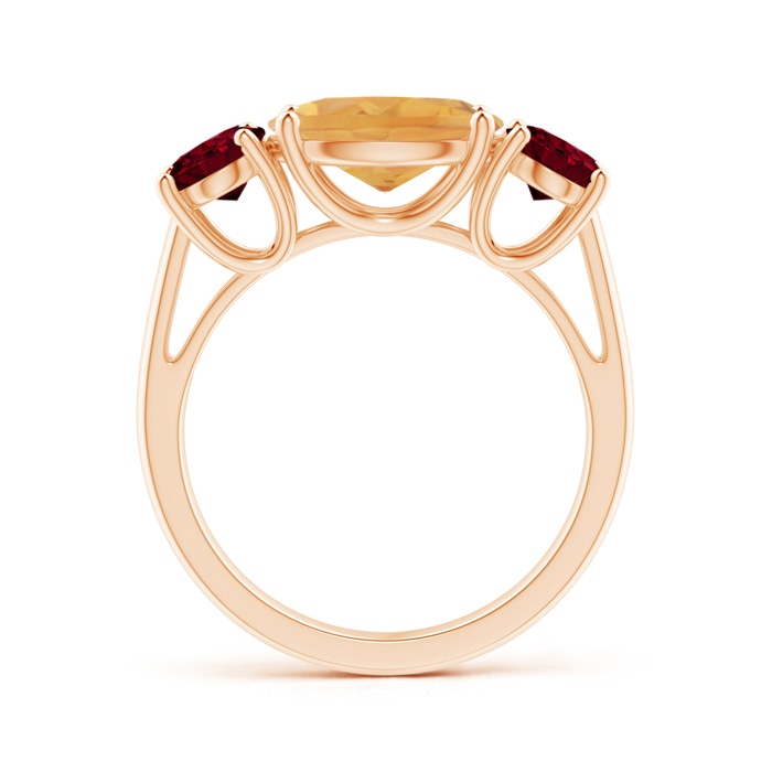 10x8mm A Prong-Set Oval Citrine and Garnet Three Stone Ring in Rose Gold product image