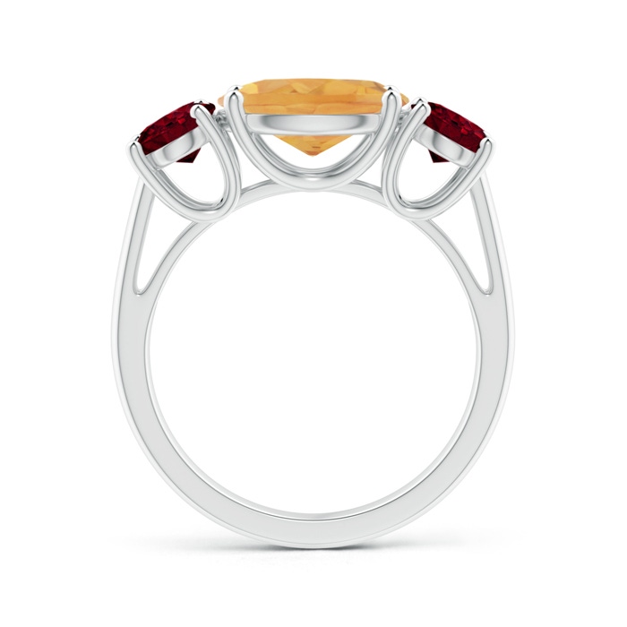 10x8mm A Prong-Set Oval Citrine and Garnet Three Stone Ring in White Gold product image