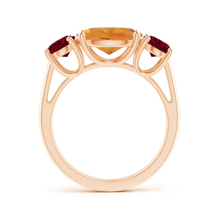 10x8mm AA Prong-Set Oval Citrine and Garnet Three Stone Ring in Rose Gold product image