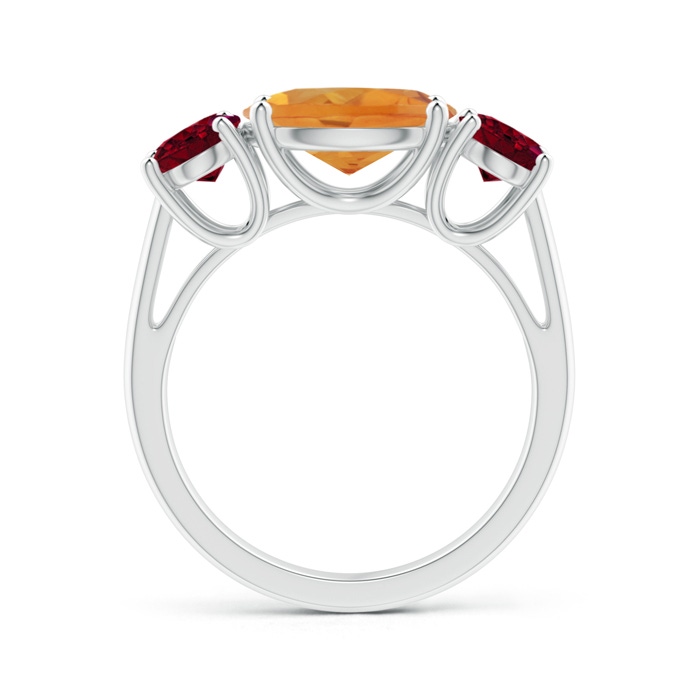 10x8mm AA Prong-Set Oval Citrine and Garnet Three Stone Ring in White Gold product image