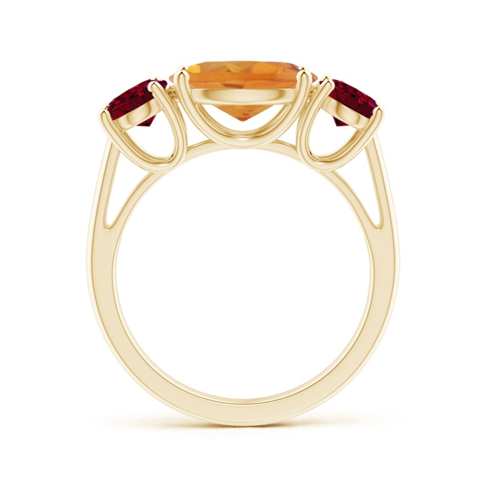 10x8mm AA Prong-Set Oval Citrine and Garnet Three Stone Ring in Yellow Gold product image
