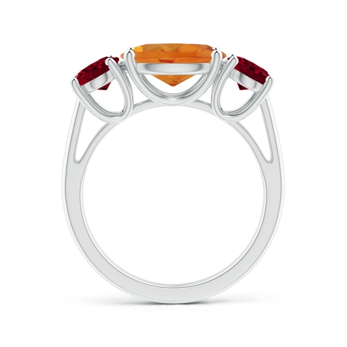 10x8mm AAA Prong-Set Oval Citrine and Garnet Three Stone Ring in White Gold product image