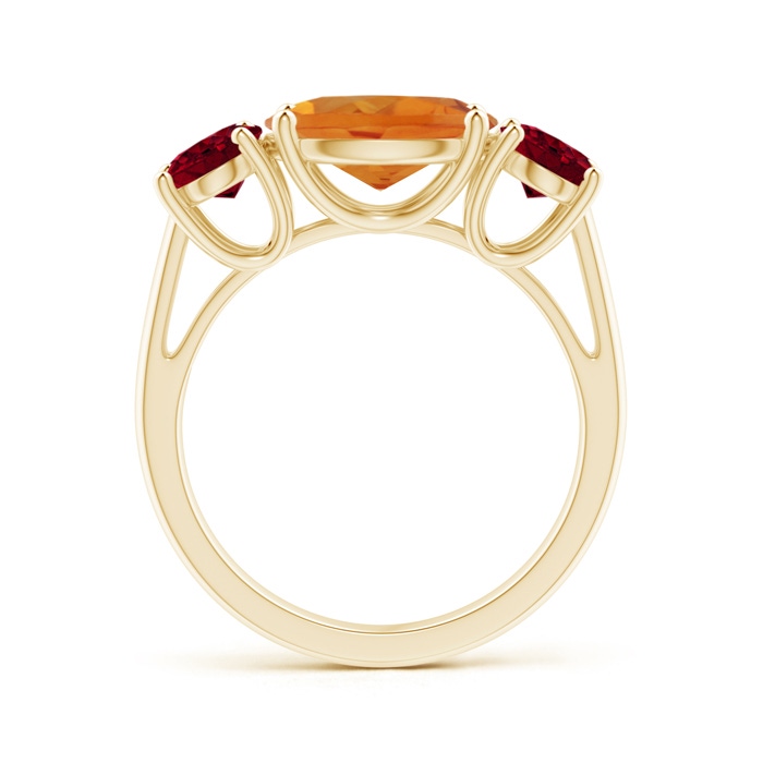 10x8mm AAA Prong-Set Oval Citrine and Garnet Three Stone Ring in Yellow Gold product image